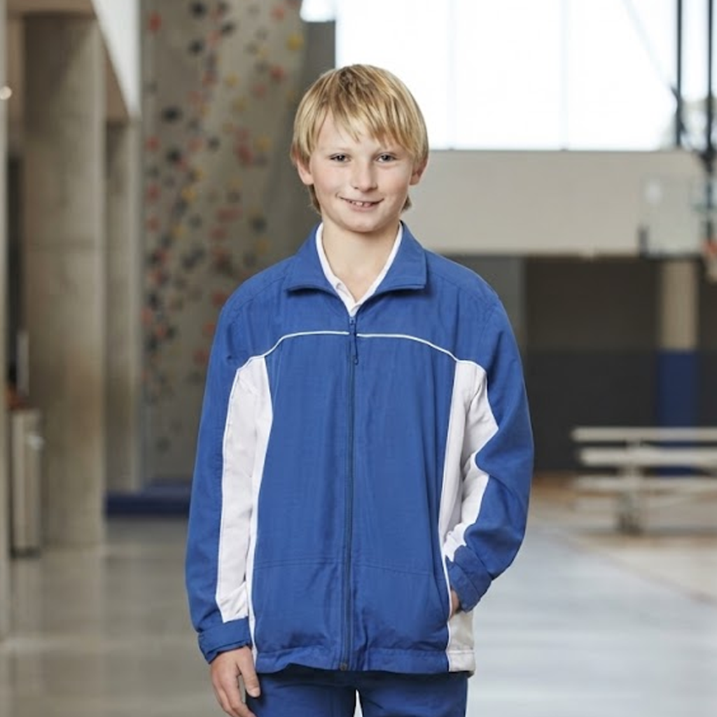 KIDS FULL ZIP JACKET WITH PIPING AND SIDE PANELS