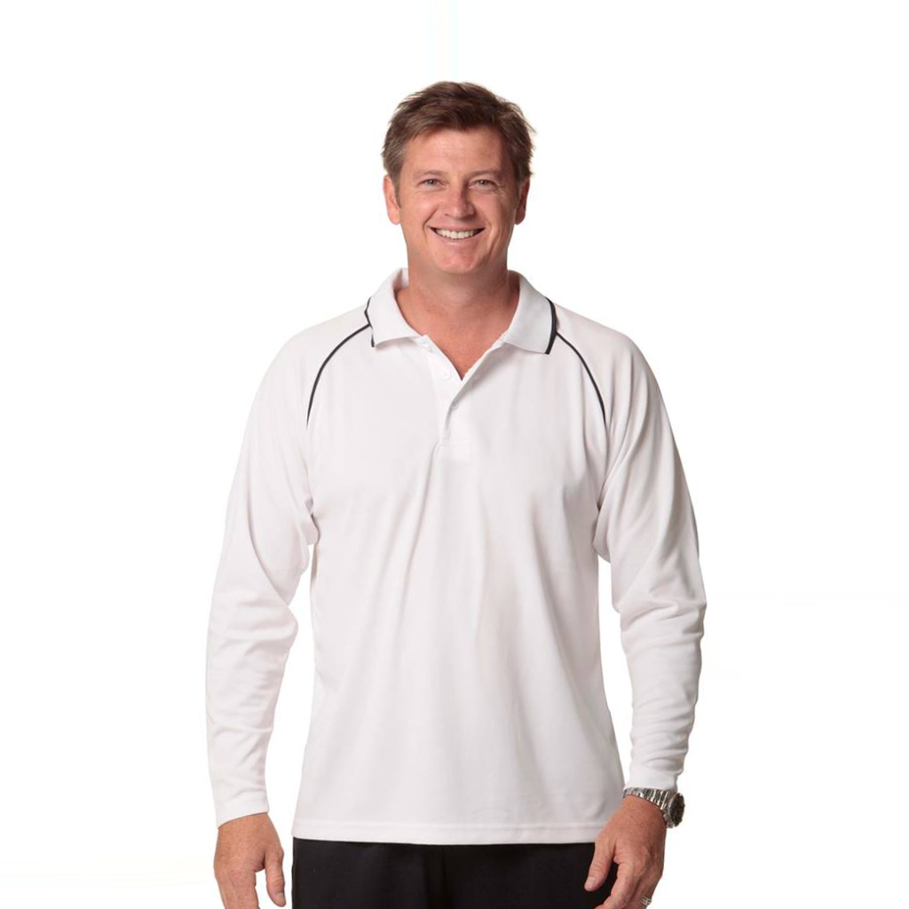 MENS LONG SLEEVE CONTRAST COLOUR POLO