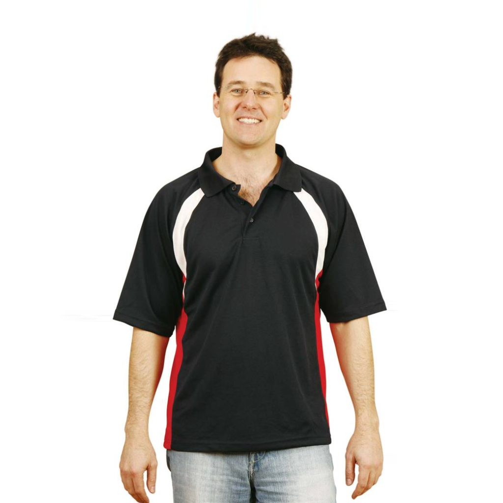 MENS TRI-COLOUR CONTRAST SHORT SLEEVE POLO