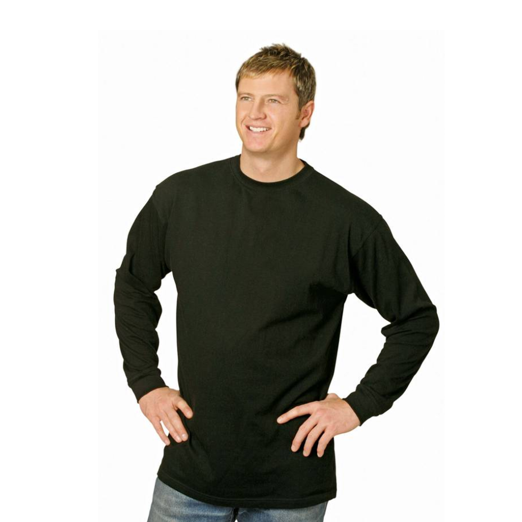 Men’s 100% Cotton Crew Neck Long Sleeve Tee