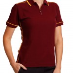 FCW - LADIES POLY COTTON MINI-WAFFLE CONTRAST POLO S/S