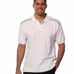FCW - MENS PURE COTTON CONTRAST PIPING SHORT SLEEVE POLO