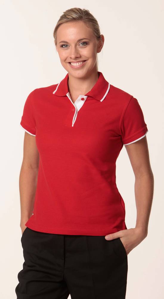 LADIES POLY COTTON CONTRAST SHORT SLEEVE POLO