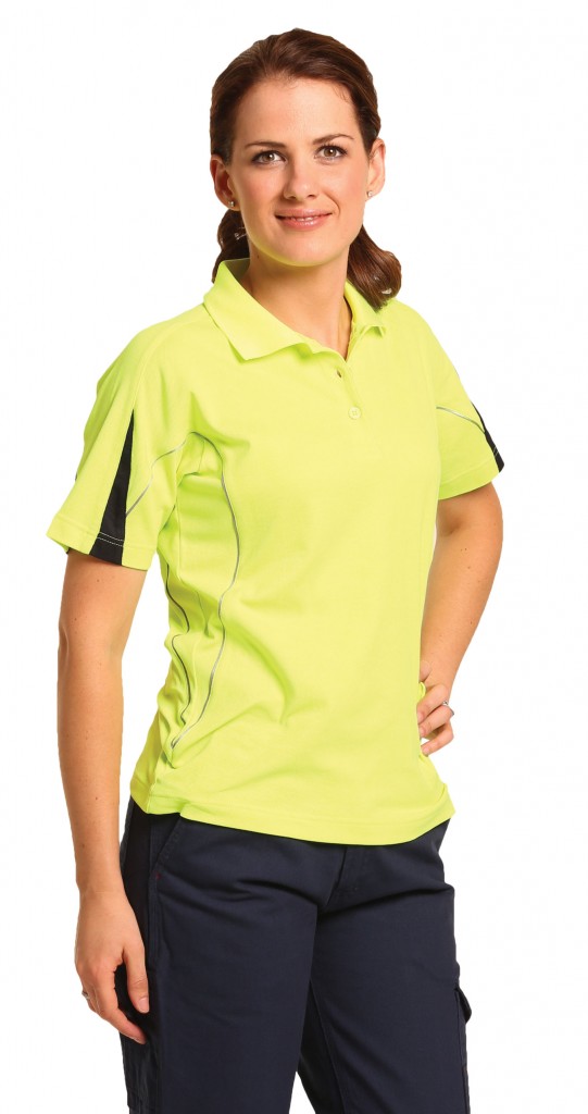 Ladies’ TrueDry® Hi-Vis Polo with Reflective Piping