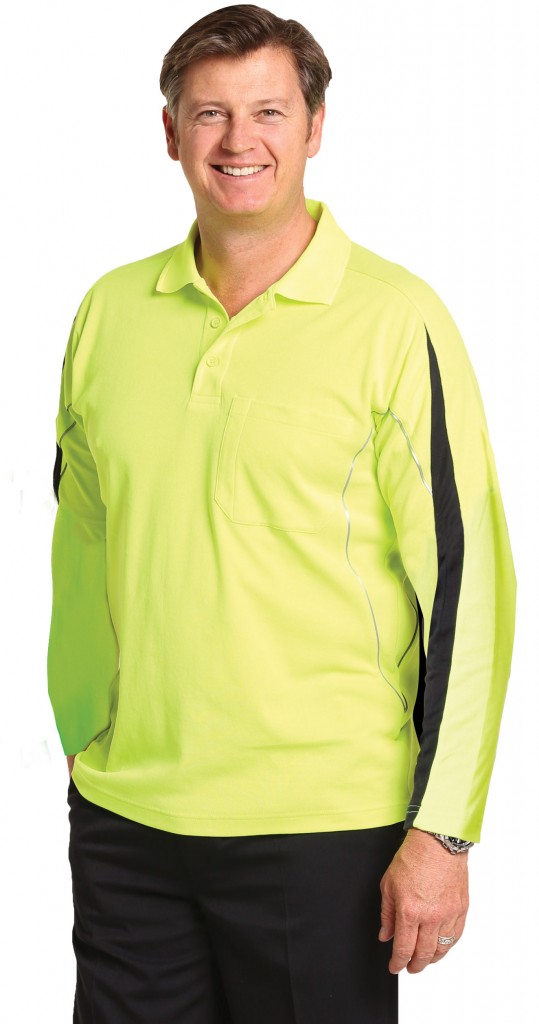 Men’s TrueDry® Hi-Vis Long Sleeve Polo with Reflective Piping
