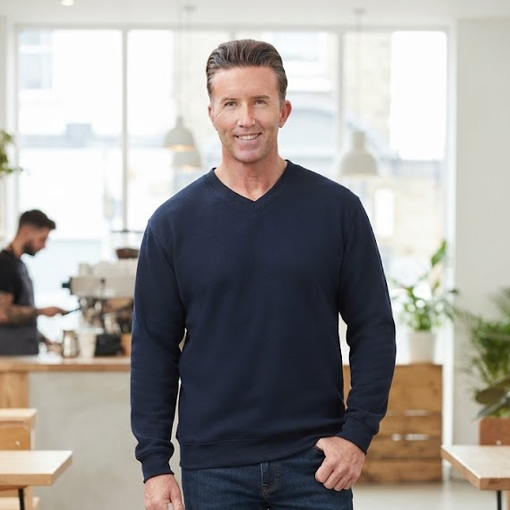 V-NECK FLEECY SWEATER