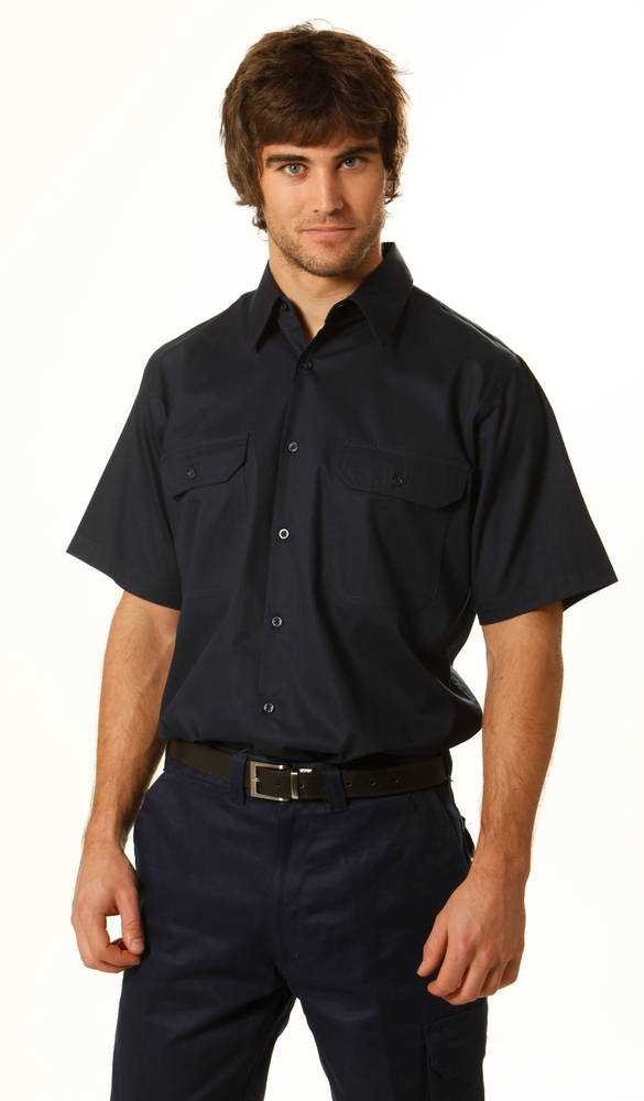 Cotton Drill Short Sleeve Short Sleeve Work Shirt