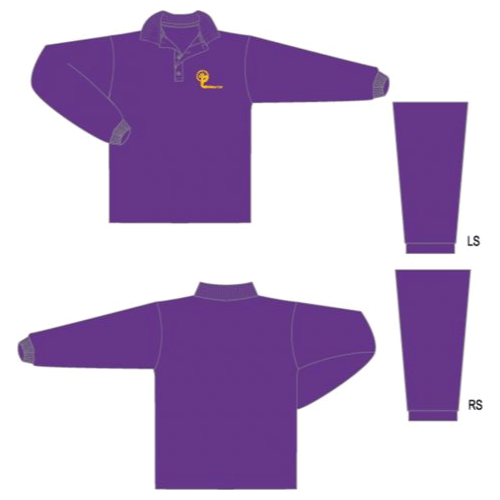 Unisex Polo Shirt Long Sleeve with Logo – Purple
