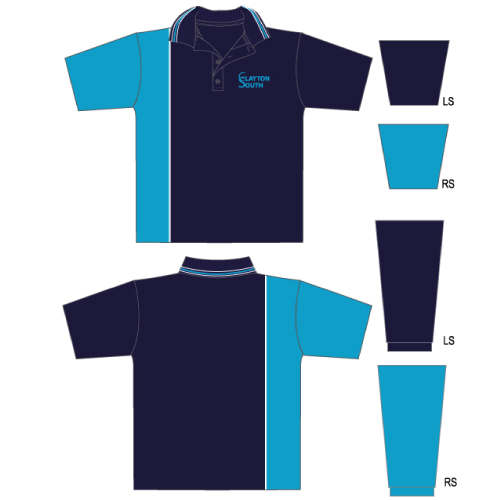 Unisex Polo Shirt Long Sleeve with Logo - Navy/Teal - FCW