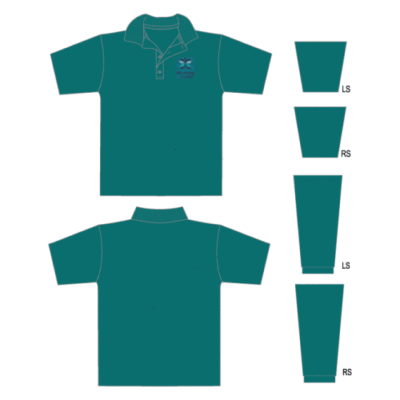 Unisex School Polo Long Sleeve with Logo (Cotton) - Teal Green
