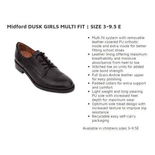 School Shoes Dusk Girls Multifit – Black