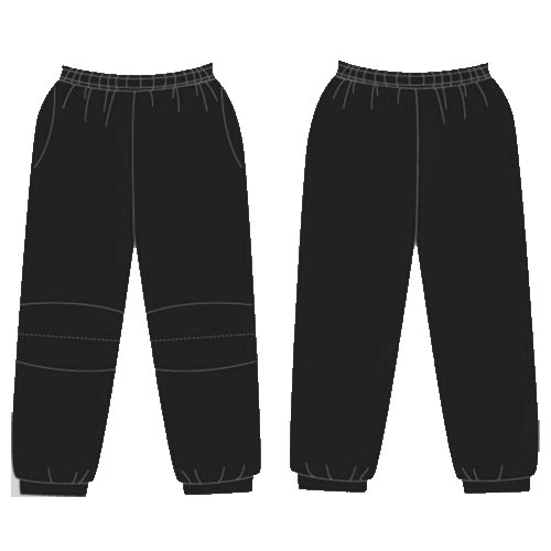 Unisex Trackpants Double Knee with CUFF – Black