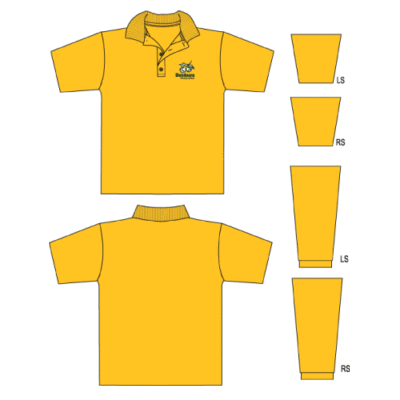 Unisex School Polo Long Sleeve with Logo - Gold