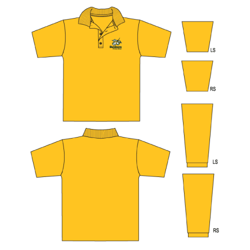 Unisex School Polo Long Sleeve with Logo – Gold Gref:9335LS/FCW