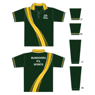 Unisex Sports Polo Short Sleeve with Logo - Bottle/Gold - GRADE 5/6 ONLY
