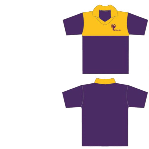 Unisex Sports Polo Shirt Short Sleeve with Logo – Purple/Gold