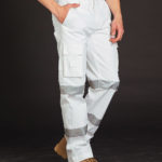 FCW - WP18HV Mens White Safety Pants With Biomotion Tape Configuration