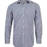 FCW - M7300L/M7300S  Men’s Gingham Check Long Sleeve Shirt With Roll-Up Tab Sleeve