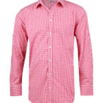 FCW - M7300L/M7300S  Men’s Gingham Check Long Sleeve Shirt With Roll-Up Tab Sleeve